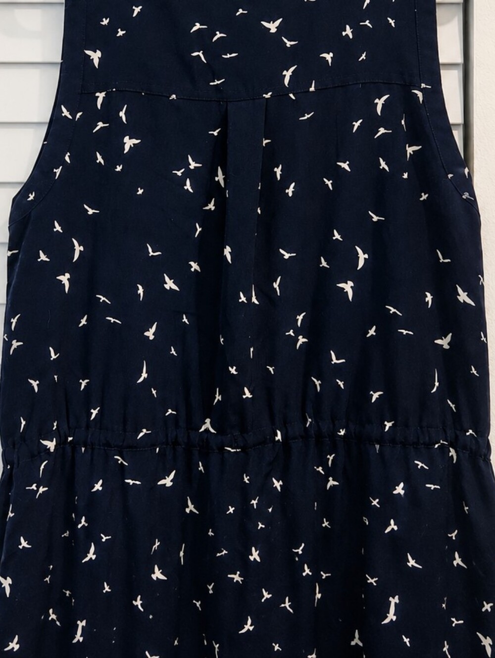 GAP Navy Bird Print Sleeveless Utility Midi Dress Large Pockets - Picture 8 of 16
